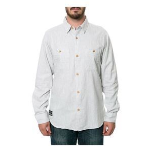 Fourstar Clothing Mens The Canton LS Button Up Shirt, Grey, NWT